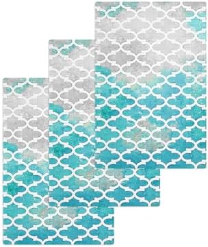Falaniique Waffle Towel Set of 3 - Turquoise Modern Soft