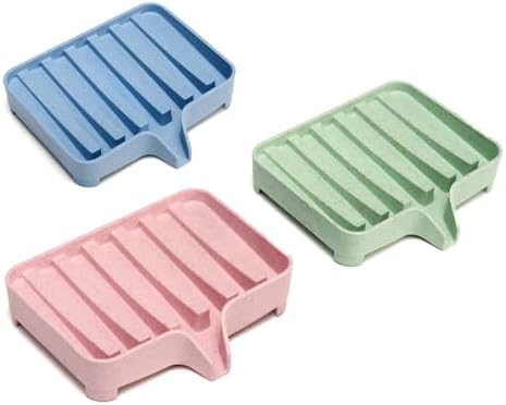 3PCS Self Draining Soap Dish and Tray for Bathroom Sink