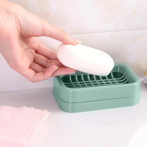 Galepromot Green Bathroom Soap Dish Double Layer