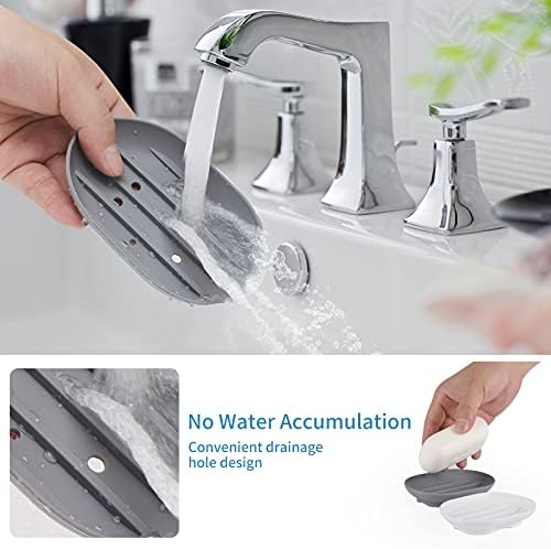 Luckyiren Silicone Soap Dish Holder for Bathroom Sink