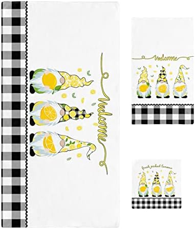 Shine-Home Summer Lemon Stripe Towel Set 3pcs