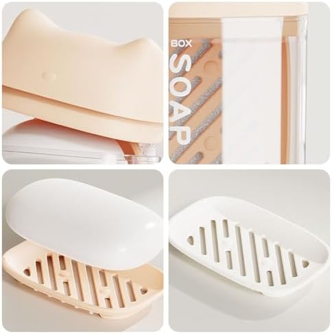 Ywmsfl Practical Soap Dish Holder Leakproof with Drainage and Cats Ear Lid