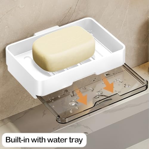Wall-Mounted No-Punch Soap Box with Suction Cup Holder