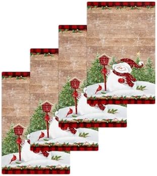 Falaniique Snowman Waffle Towel Set of 4 Wood Brown 157x236 1