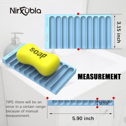 Nirxubla Flexible Silicone Soap Holder for Bathroom Kitchen Blue