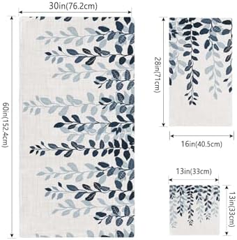 Smile Sunflower 3 Pcs Bath Towel Set - Blue Leaves Linen Texture