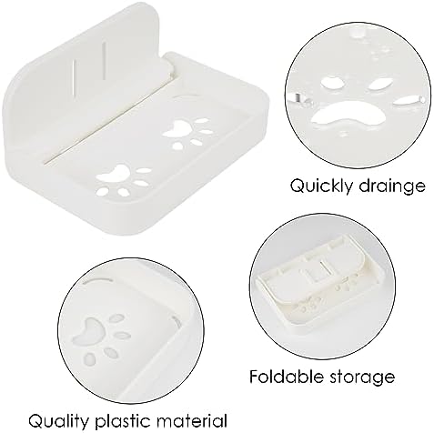 2 Pack Wall Mount Soap Holder with Drain and Foldable Tray