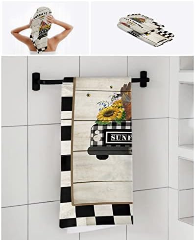 Shine-Home Plaid White Black Border Bath Towel Set
