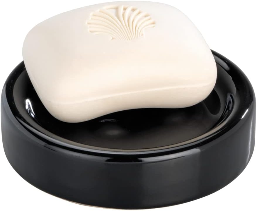 WENKO Bar Soap Holder Ceramic Polaris Black