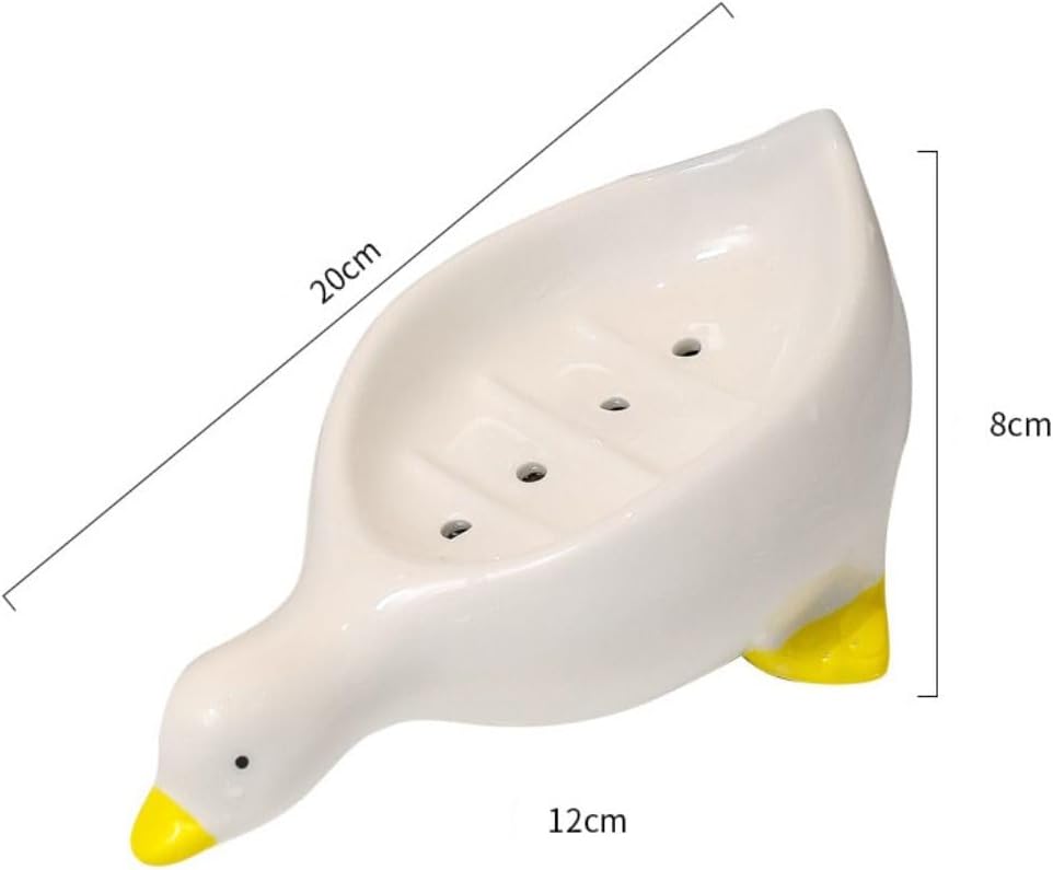 Plastic Self Draining Soap Dish Holder with Cute Duck Design