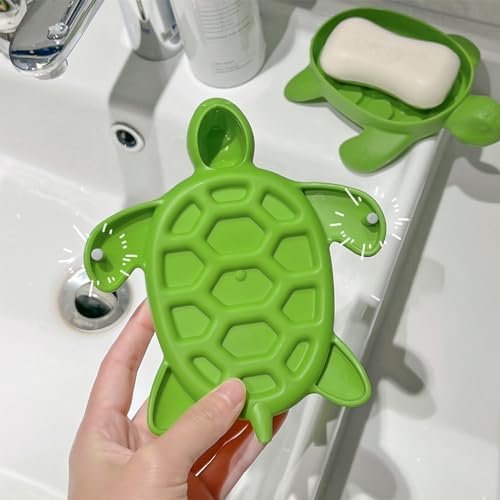 Fewile 1 Pack Green Tortoise Soap Dish