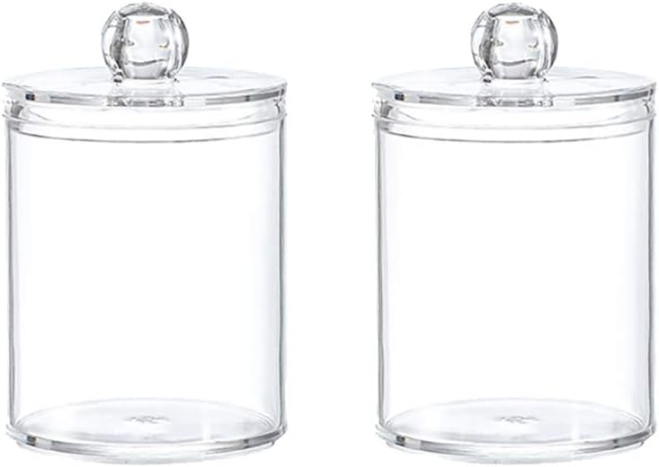 GSHLLO 2PCS Clear Plastic Canisters Organizer for Cotton Swabs and Q-tips