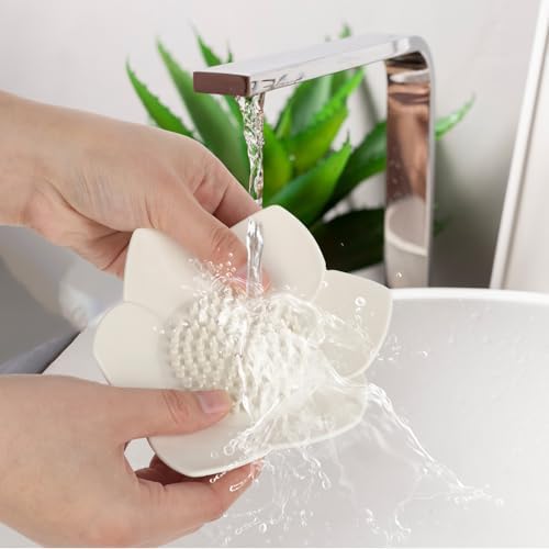 COMNICO 2Pc Silicone Lotus Soap Holder with Drain