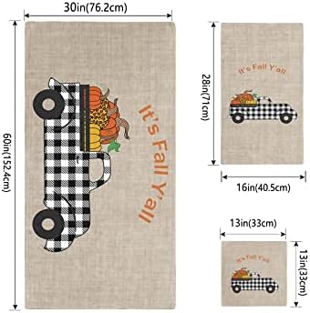 Thanksgiving Bath Towel Set of 3 with Pumpkin Design