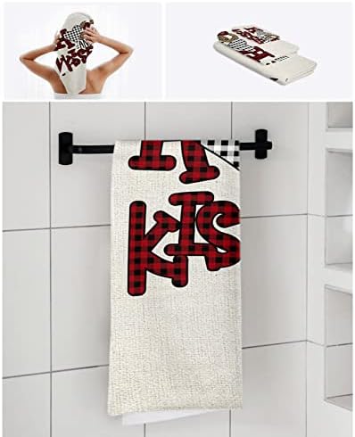 Boanket Valentines Day 3 Piece Towel Set with Leopard Plaid and Lettering