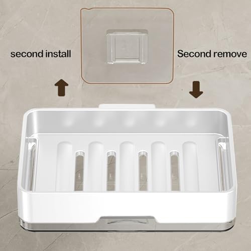 Wall-Mounted No-Punch Soap Box with Suction Cup Holder