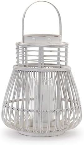 Melrose Tapered Woven Rattan Candle Lanterns - 1475 White