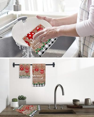 Falaniique Red Waffle Dish Towel Set of 2