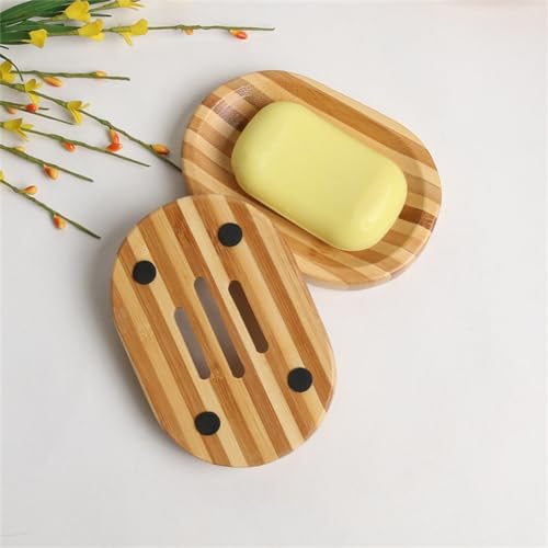 WELANGBN Bamboo Soap Dish Natural Pink Holder