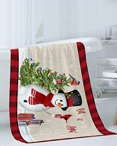 Christmas Towel Set for Bathroom with Snowman Pattern