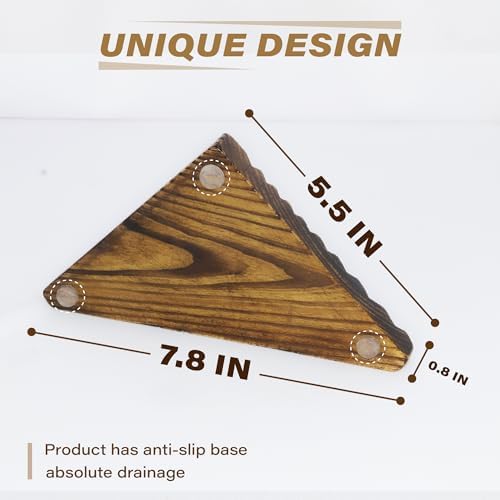 ENKEZI Corner Soap Dish 2 Pack - Wooden Bathroom Holder