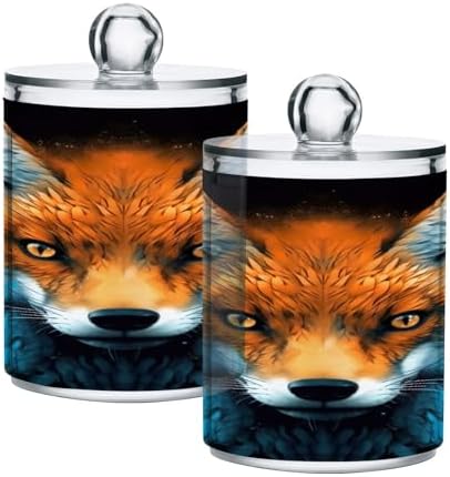 YETTASBIN Fox Clear Apothecary Jars 2 Pack 14 oz Cotton Swab Holder