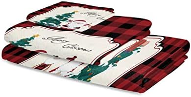 Shine-Home Check Red and Black Towel Set for Bathroom