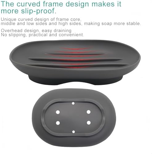 2pcs Silicone Soap Dish with Drain Spout