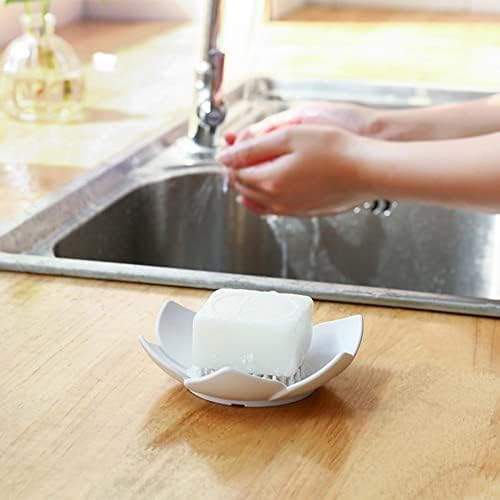 GXMRHWY Silicone Soap Dish Flower Shape White