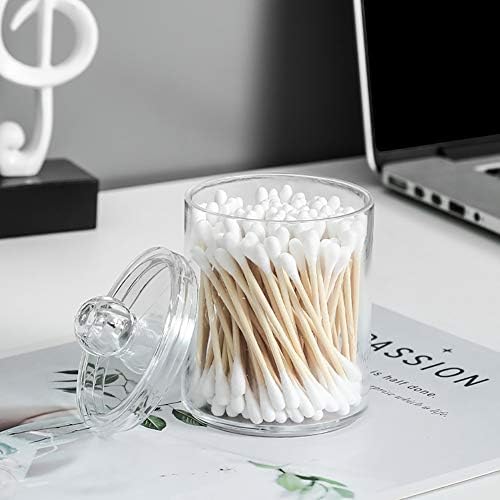 GSHLLO 2PCS Clear Plastic Canisters Organizer for Cotton Swabs and Q-tips