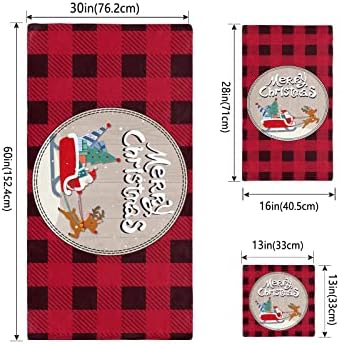 Shine-Home Merry Christmas Elk Sleigh Towel Set for Bathroom