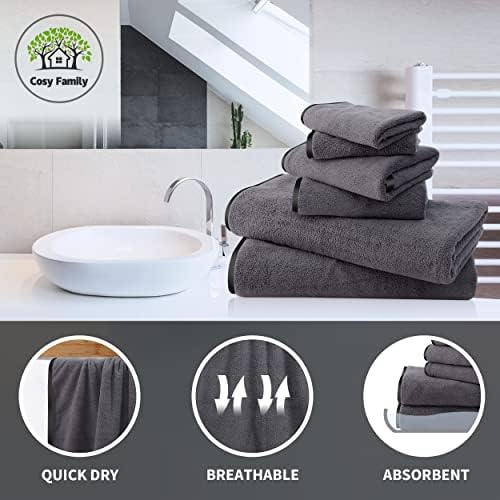 Cosy Family 8-Piece Microfiber Towel Set - Dark Grey