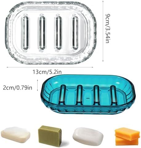 Qianyu 2 Pcs Clear Soap Saver Holder for Bathroom and Kitchen
