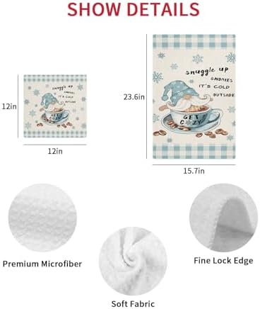 Falaniique Blue Gnomes Waffle Towel Set of 2
