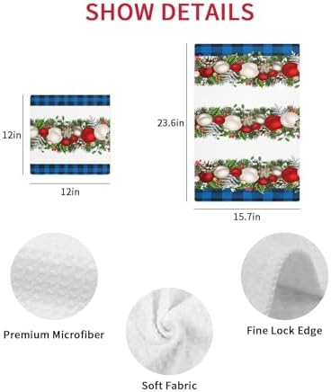 Falaniique Red Christmas Balls Waffle Towel Set of 2