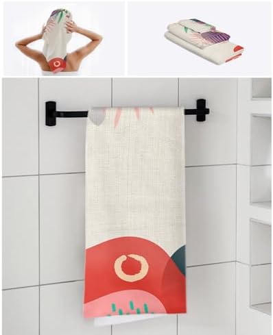 Smile Sunflower 3 Pcs Bath Towel Set with Abstract Leaves Pattern