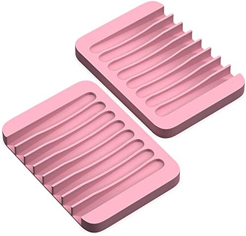 Z ZAPPOWARE 2-Pack Silicone Soap Dish with Drain - Pink 1