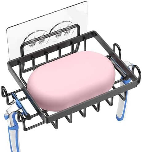Dobango Bathroom Soap Dish Holder with Hooks Black 1