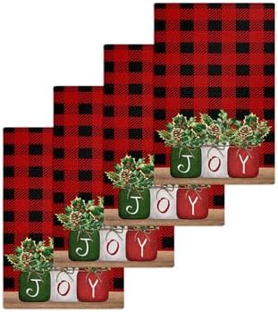 Falaniique Christmas Plaid Waffle Towel Set of 4