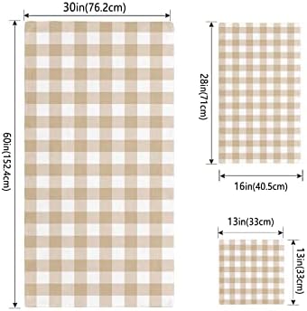 Shine-Home Beige Farmhouse Check Plaid Towel Set