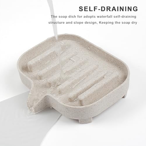 Self Draining Plastic Soap Dish 2-Pack for Bathroom and Shower