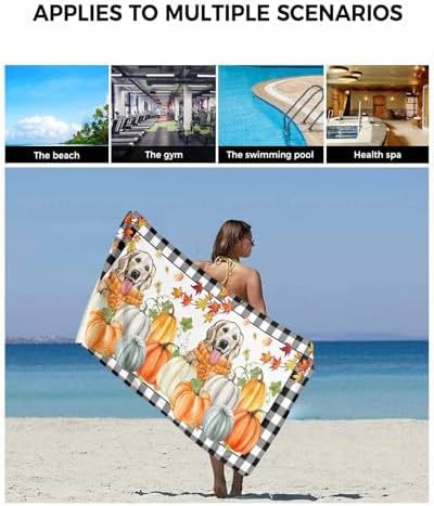 Double Love Thanksgiving Pumpkin Bath Towel Set - 3 Piece Microfiber Towels