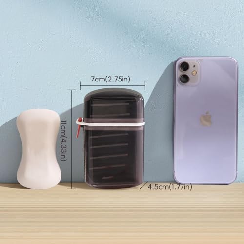 Travel Soap Holder with Leak Proof Lid and Drainage Tray
