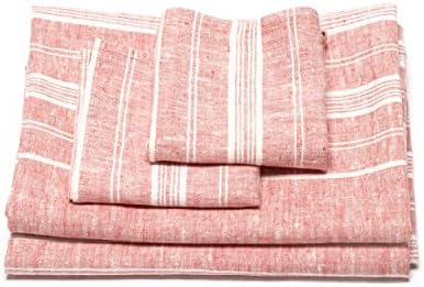 LinenMe Red Multistripe Bath Towel Set