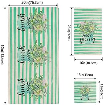 Chees D Zone Bath Towel Set with Green Succulent Design