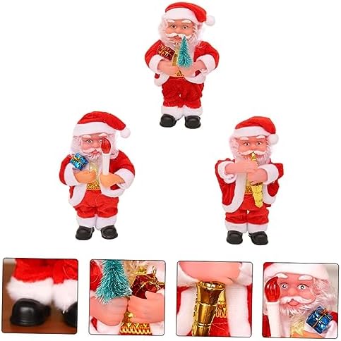ABOOFAN 3Pcs Electric Santa Claus Christmas Ornament