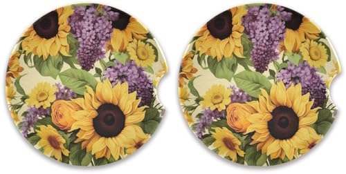 Takiito Sunflowers Car Coasters 2 Pack