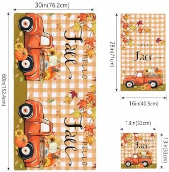 Double Love Thanksgiving Plaid Towel Set - Fall Orange Pattern