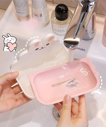 FABEILAI Rabbit Soap Dish Suction Holder White