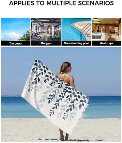 Smile Sunflower 3 Pcs Bath Towel Set - Blue Leaves Linen Texture